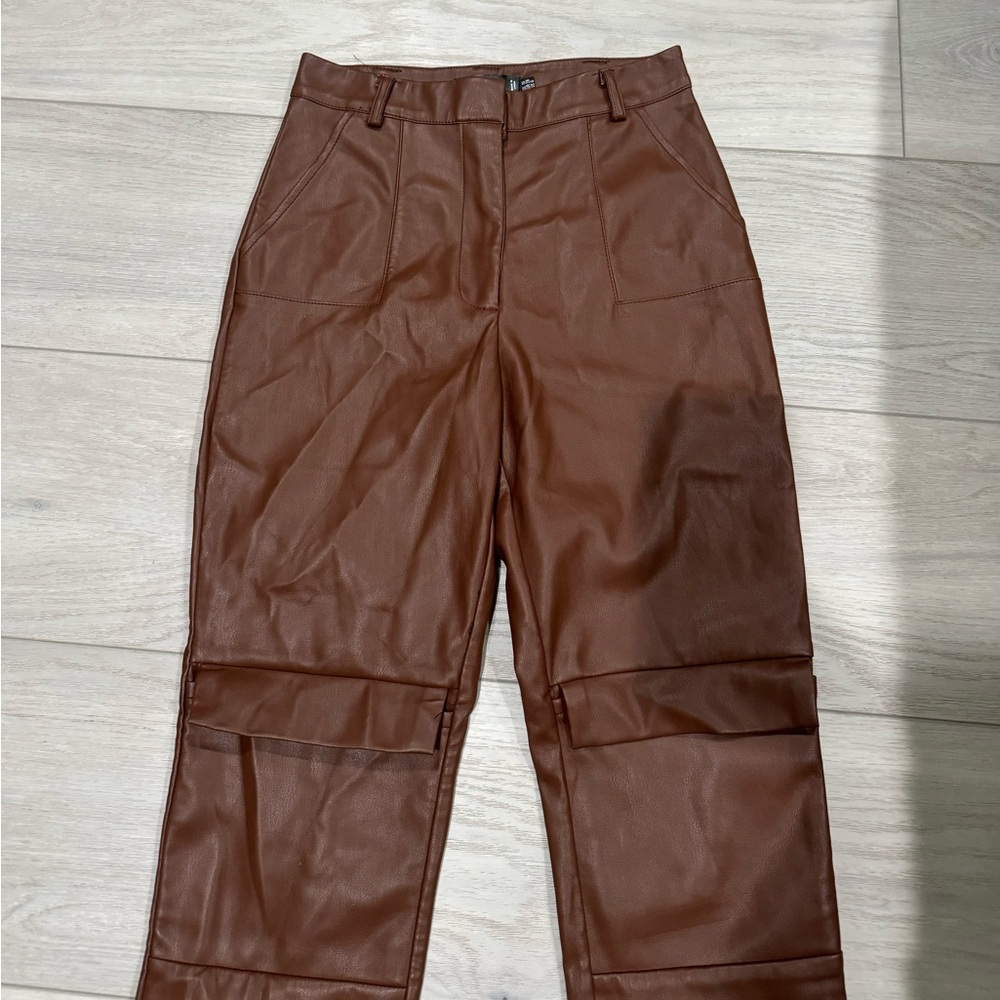 Brown leather pants